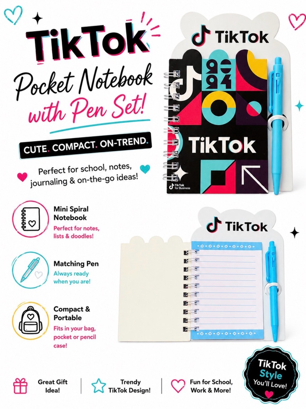 VIRAL TIK TOK POCKETSIZE MINI NOTEBOOK WITH PEN